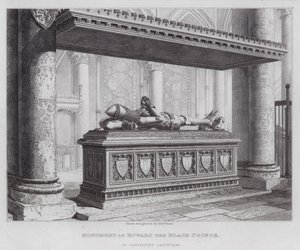 Památník Edwarda Černého prince, v katedrále v Canterbury (rytina)