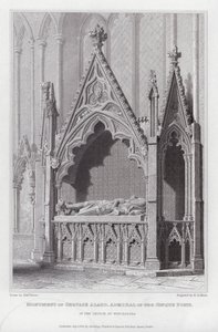 Památník Gervase Alarda, admirála Cinque Ports, v kostele ve Winchelsea (rytina) od Edward Blore
