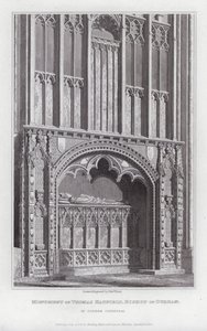Památník Thomase Hatfielda, biskupa z Durhamu, v katedrále v Durhamu (rytina) od Edward Blore