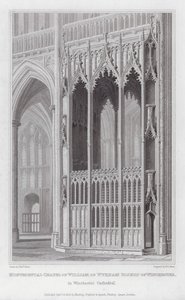 Monumentální kaple Viléma z Wykham biskupa z Winchesteru, ve Winchesterské katedrále (rytina) od Edward Blore