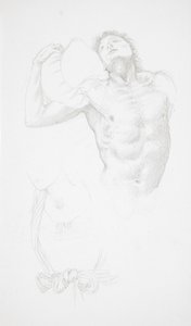 Nahý muž držící polštář od Edward Burne-Jones