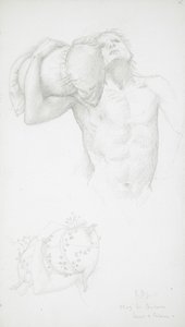 Nahý muž držící polštář od Edward Burne-Jones