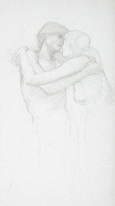 Objímající se nahý pár od Edward Burne-Jones