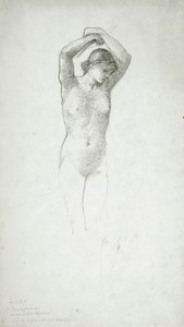 Stojící ženský akt se zvednutýma rukama od Edward Burne-Jones