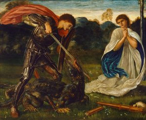 Zápas: Svatý Jiří zabíjí draka VI od Edward Burne-Jones