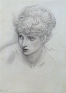 Studie dívčí hlavy (viz také 198346) od Edward Burne Jones