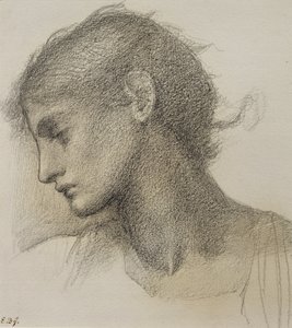Studie hlavy, pro "Mlýn", asi 1872-80 od Edward Burne Jones