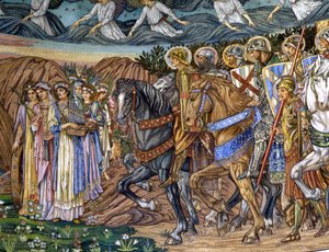 Panna a svatí mučedníci, 80.–90. léta 19. století (mozaika) od Edward Burne Jones