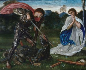 Zápas: Svatý Jiří zabíjí draka VI od Edward Burne Jones