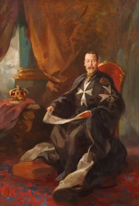 Studie k portrétu krále Jiřího V. (olej na palubě) od Edward Caruana Dingli