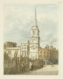 Christ Church z burzy s místem vyklizeným z budovy New Council House (tužka a akvarel na papíře) od Edward Cashin