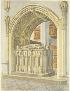 Hrob Roberta Fitzhardinga, zemřel 1170, v Bristolské katedrále (tužka a akvarel na papíře) od Edward Cashin