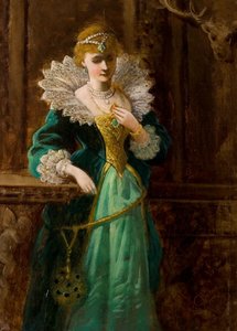 Amy Robsart Při pohledu na portrét Leicesteru, konec 19. století