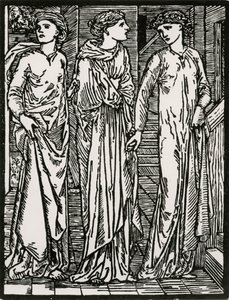 První návštěva sester od Edward Coley (after) Burne Jones