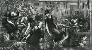Zahradní dvůr, ze série Briar Rose od Edward Coley (after) Burne Jones