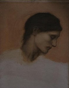 Studie dívčí hlavy (olej na plátně) od Edward Coley Burne Jones