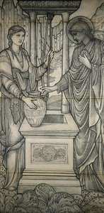 Kristus se Samařskou ženou u studny (tužka) od Edward Coley Burne Jones