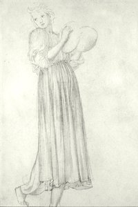 Dívka s činely (tužka na papíře) od Edward Coley Burne Jones