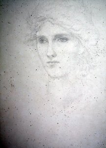 Vedoucí studie - Bessie Keane, kolem roku 1898 (tužka na papíře) od Edward Coley Burne Jones