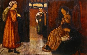 Interiér s postavami (akvarel na papíře) od Edward Coley Burne Jones