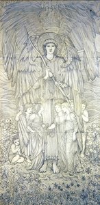 Láska, která hýbe Sluncem (tužka na papíře) od Edward Coley Burne Jones