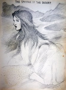 Sfinga pouště (tužka na papíře) od Edward Coley Burne Jones