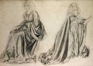 Studie pro „hráče backgammonu“ (tužka na papíře) od Edward Coley Burne Jones