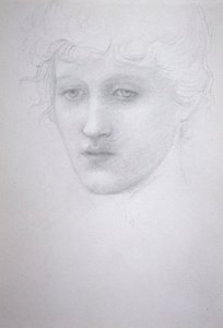 Studie hlavy dívky - Bessie Keane, kolem roku 1896 (tužka na papíře) od Edward Coley Burne Jones