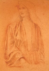 Studie dívky (tužka na papíře) od Edward Coley Burne Jones