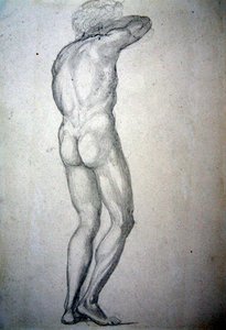 Studie stojícího aktu, cca 1873 (tužka na papíře) od Edward Coley Burne Jones