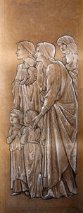 Nechte malé děti, aby přišly ke mně (černobílá křída na papíře) od Edward Coley Burne Jones
