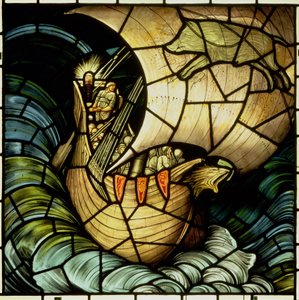 Vikingská loď (vitráže)