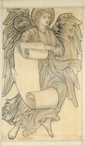 Anděl se svitkem - číslo sedm, 1880 (křída na papíře) od Edward Burne Jones