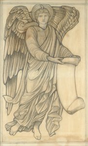 Anděl se svitkem - číslo šest, 1880 (křída na papíře) od Edward Burne Jones