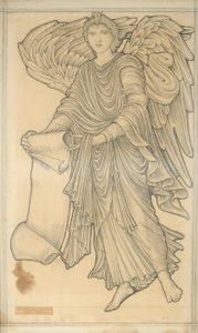 Anděl se svitkem - číslo deset, 1880 (křída na papíře) od Edward Burne Jones