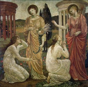 Cupid and Psyche - Palace Green Murals - Psyche ve svatyních Juno a Ceres, 1881 od Edward Burne Jones