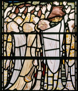 Eliáš a kněží Baalovi, detail, 1863 (vitráže) od Edward Burne Jones