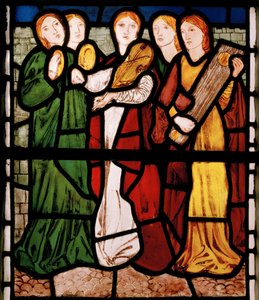 Dívčí hudebníci, z Písně písní, 1862 (vitráž) od Edward Burne Jones
