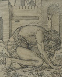 Nabuchodonozor jí trávu, 1878 (křída na papíře) od Edward Burne Jones