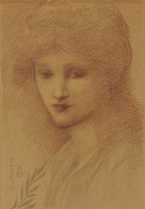 Portrét Laury Lytteltonové, rozené Tennantové, se sklopenýma očima, 1885