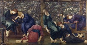 Zahradní dvůr, ze série Briar Rose, kolem roku 1894 (olej na plátně) od Edward Burne Jones