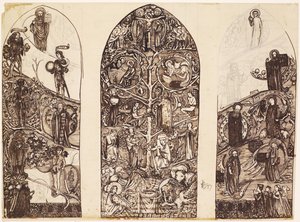 The Tree of Jesse, design pro barevné sklo ve Waltham Abbey, vyrobený Powell & Co., 1860 od Edward Burne Jones