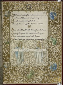 (Celé folio) Rubaját Omara Chajjáma, verše 74–75. od Edward Coley and Morris William Burne Jones