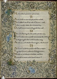 (Celé folio) Rubaiyat of Omar Khayyam, verše 71 - 73. C od Edward Coley and Morris William Burne Jones