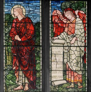 Birmingham, Acocks Green, St Mary The Virgin, Morris & Co., Edward Burne-Jones, John Henry Dearle (1859-1932), Svatý Jan a anděl se svitkem, 1895