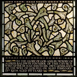 Wilden, All Saints, Morris & Co., Edward Burne-Jones, John Henry Dearle (1859-1932), Věnování Alfredu Baldwinovi z okna Joshua, 1902-1914, Louisa, The Baldwins, předseda vlády, metodista, Wo od Edward Coley and Dearle Burne Jones