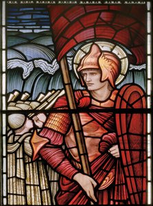 Wilden, All Saints, Morris & Co., Edward Burne-Jones, John Henry Dearle (1859-1932), Joshua, detail, 1902-1914, Louisa, Alfred, The Baldwins, ministerský předseda, metodista, Worcestershire, Arts & Crafts, od Edward Coley and Dearle Burne Jones