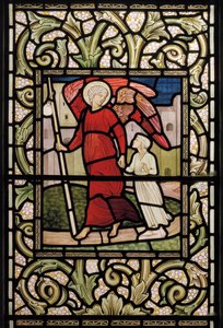 Wilden, All Saints, Morris & Co., Edward Burne-Jones, John Henry Dearle (1859-1932), Dítě s andělem strážným, 1902-1914, Louisa, Alfred, The Baldwins, Prime Minister, Methodist, Worcestershire,