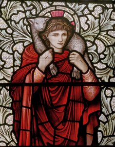 Wilden, All Saints, Morris & Co., Edward Burne-Jones, John Henry Dearle (1859-1932), The Good Shepherd, detail, 1904, Louisa, Alfred, The Baldwins, Prime Minister, Methodist, Worcestershire, Arts & Cr