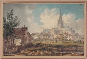 Norwichská katedrála z jihovýchodu (tužka, tuš a akvarel na papíře) od Edward Dayes